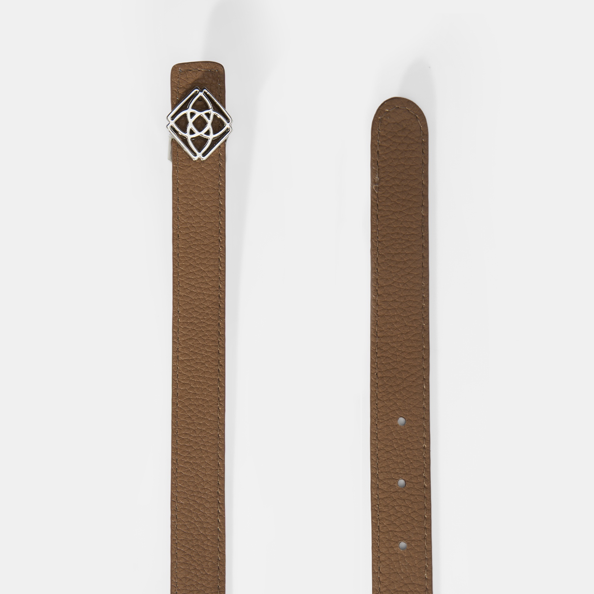 Kadın Beyaz / Konyak Çift Taraflı Deri Kemer