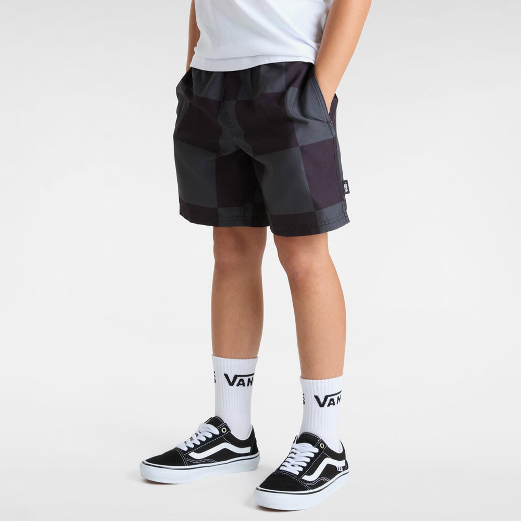 Vans Primary Checkerboard Çocuk Siyah Deniz Şortu
