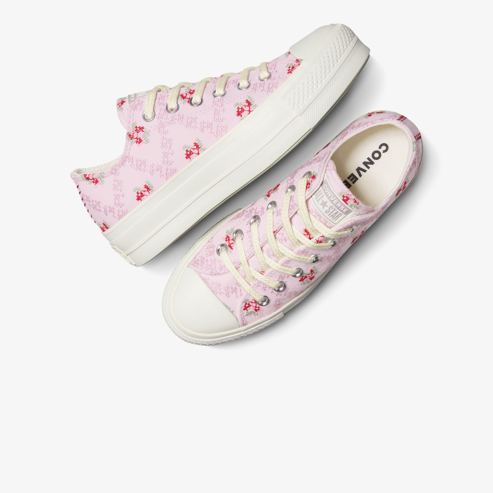 Converse Chuck Taylor All Star Lift Rose Cross Stitch Kadın Pembe Platform Sneaker
