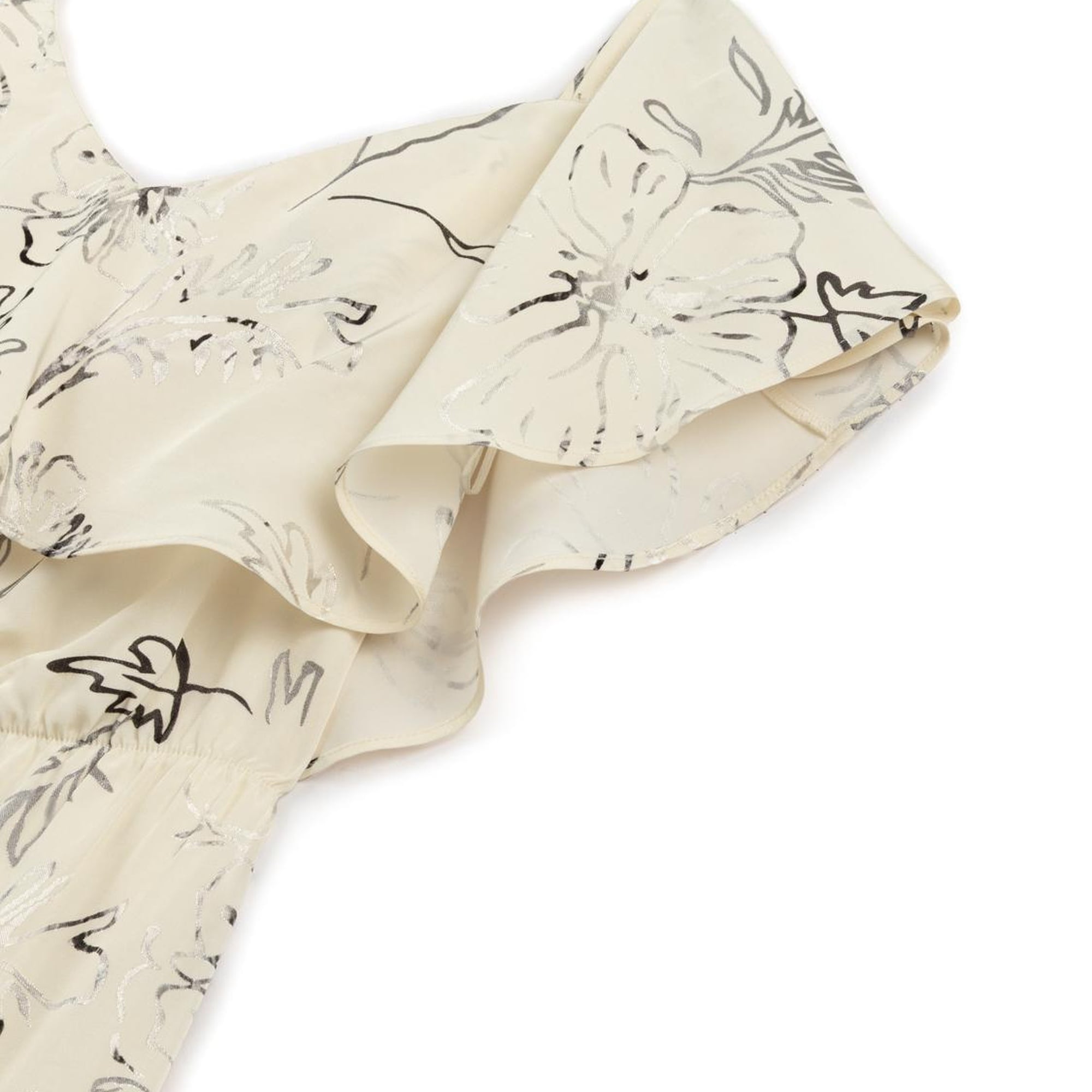 Volanlı Desenli Maxi Elbise