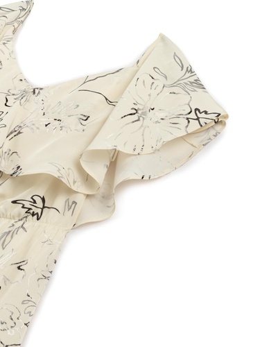  Volanlı Desenli Maxi Elbise