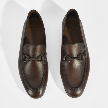 Erkek Kahve Slip-On Deri Loafer