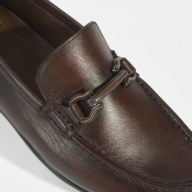  Erkek Kahve Slip-On Deri Loafer