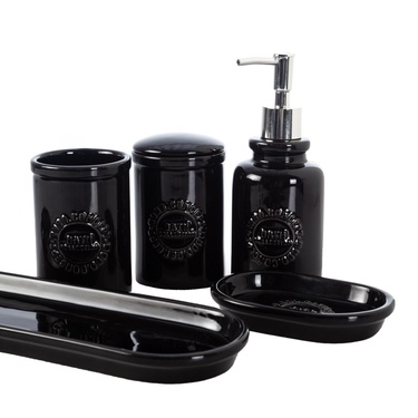  BARNES 5'Lİ KUTULU BANYO SETİ PARLAK SİYAH