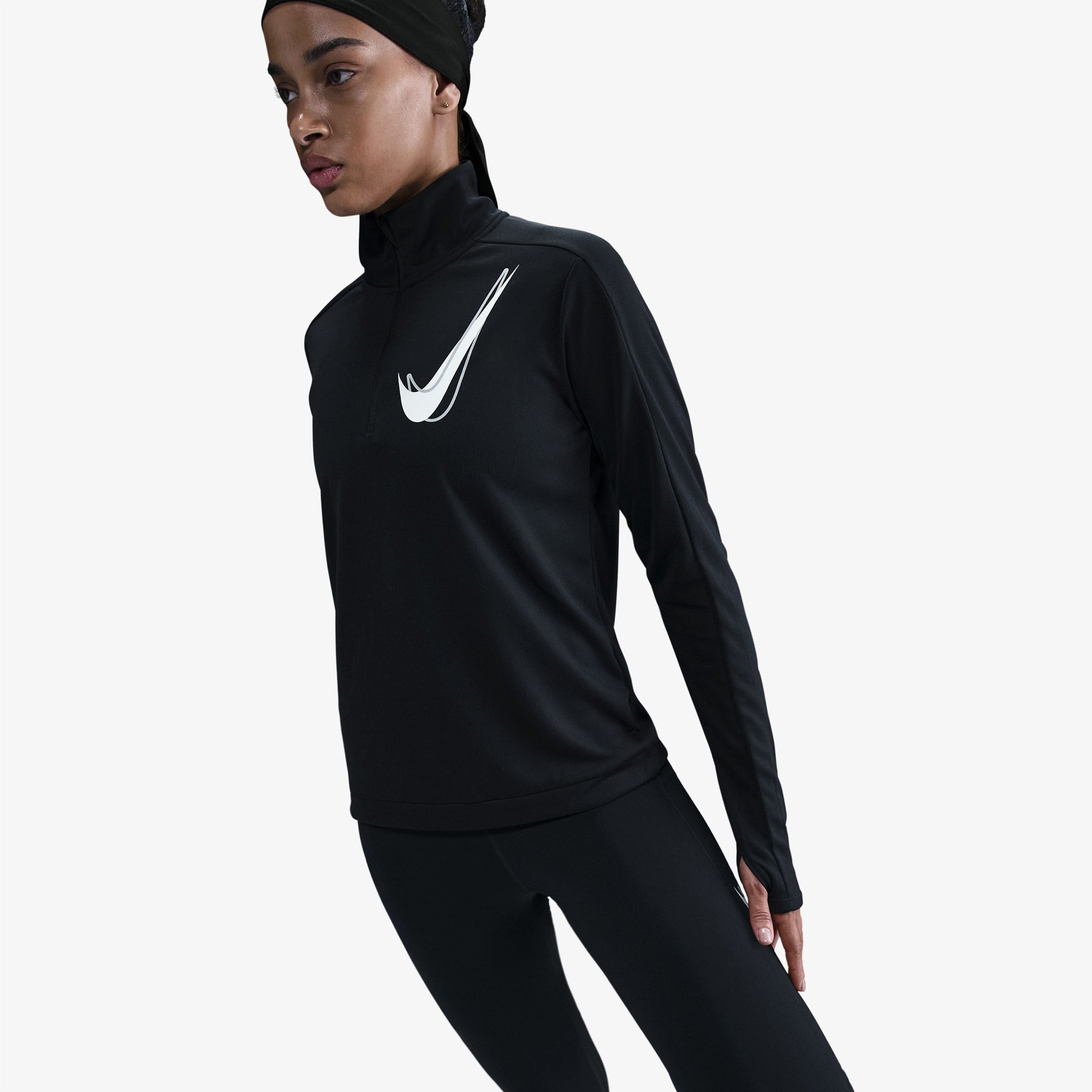 Nike Swoosh Kadın Siyah Eşofman Üstü