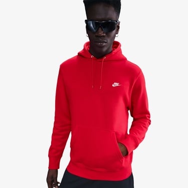  Nike Club Pullover Fleece Erkek Kırmızı Hoodie