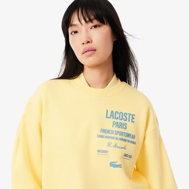  Lacoste Oversized Fit Pleated Kadın Sarı Eşofman Üstü