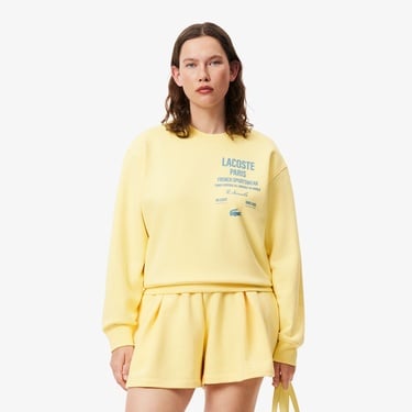 Lacoste Oversized Fit Pleated Kadın Sarı Eşofman Üstü