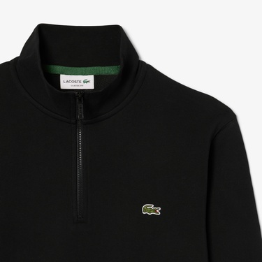  Lacoste High Neck Zipped Fleece Erkek Siyah Sweatshirt