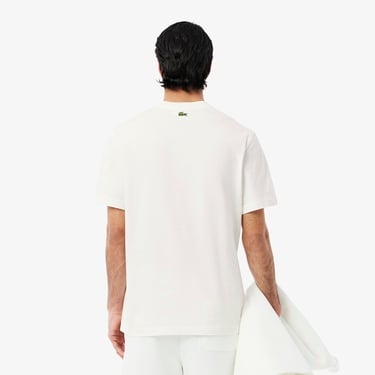  Lacoste Erkek Classic Fit Bisiklet Yaka Baskılı Bej T-Shirt