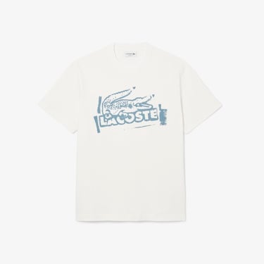  Lacoste Erkek Classic Fit Bisiklet Yaka Baskılı Bej T-Shirt