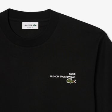  Lacoste Print Motif Erkek Siyah T-Shirt