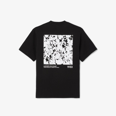  Lacoste Print Motif Erkek Siyah T-Shirt