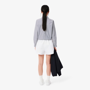  Lacoste Long Print Kadın Beyaz Şort