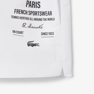  Lacoste Long Print Kadın Beyaz Şort