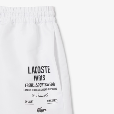  Lacoste Long Print Kadın Beyaz Şort