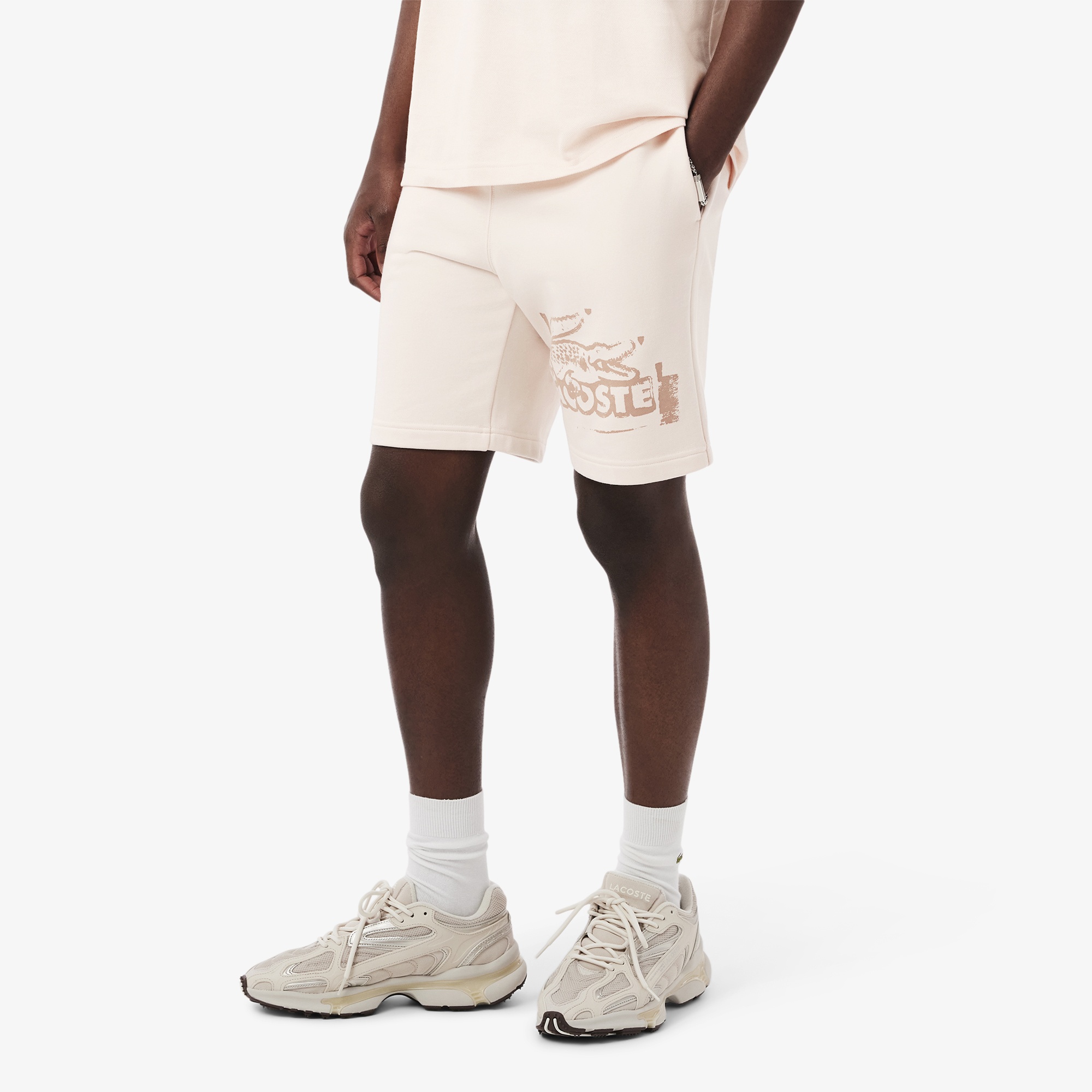 Lacoste Erkek Regular Fit Baskılı Bej Şort