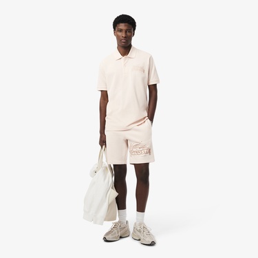  Lacoste Erkek Regular Fit Baskılı Bej Şort