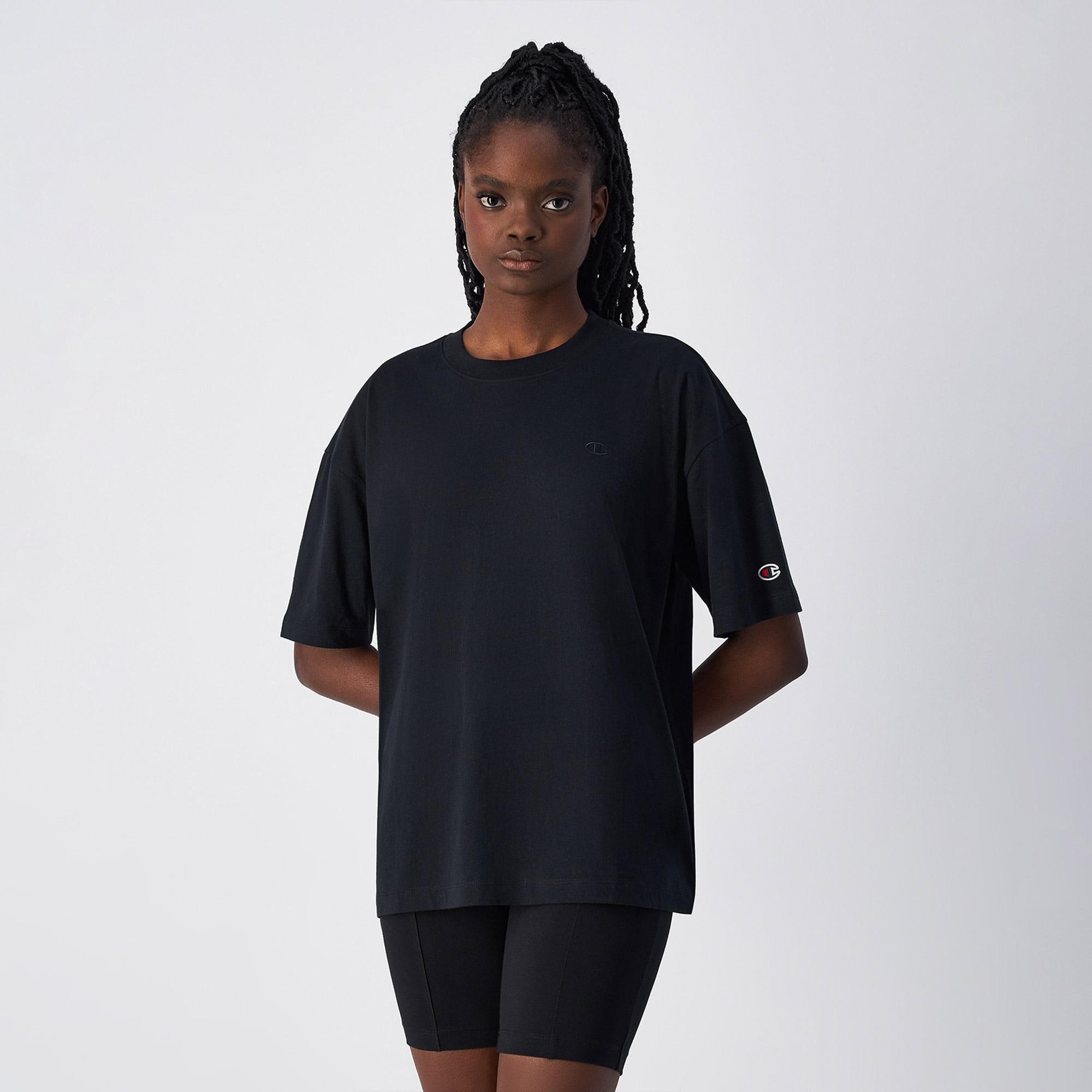  Champion Crewneck SS Kadın Siyah T-Shirt