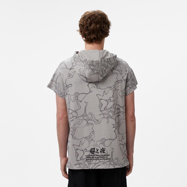  UNITED4 Towada Erkek Gri Yarım Kollu Hoodie