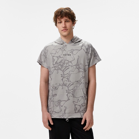  UNITED4 Towada Erkek Gri Yarım Kollu Hoodie