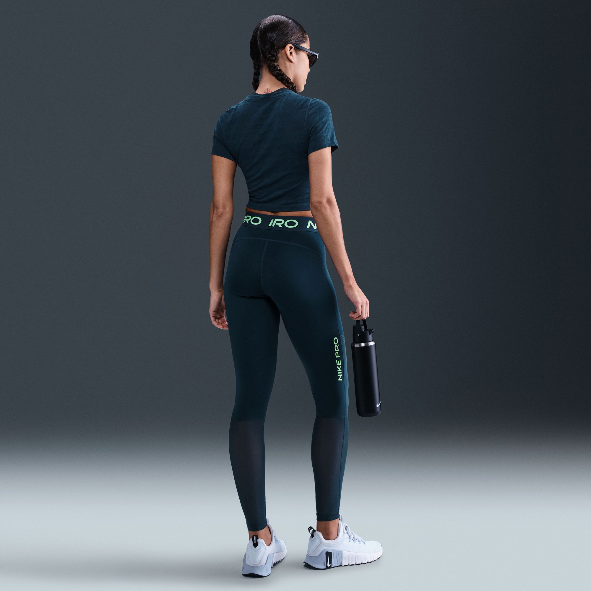 Nike Pro Dri-Fit Mid-Rise Kadın Lacivert Tayt