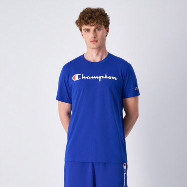  Champion Icons Big Logo SS Erkek Mavi T-Shirt