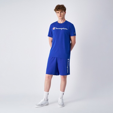  Champion Icons Big Logo SS Erkek Mavi T-Shirt
