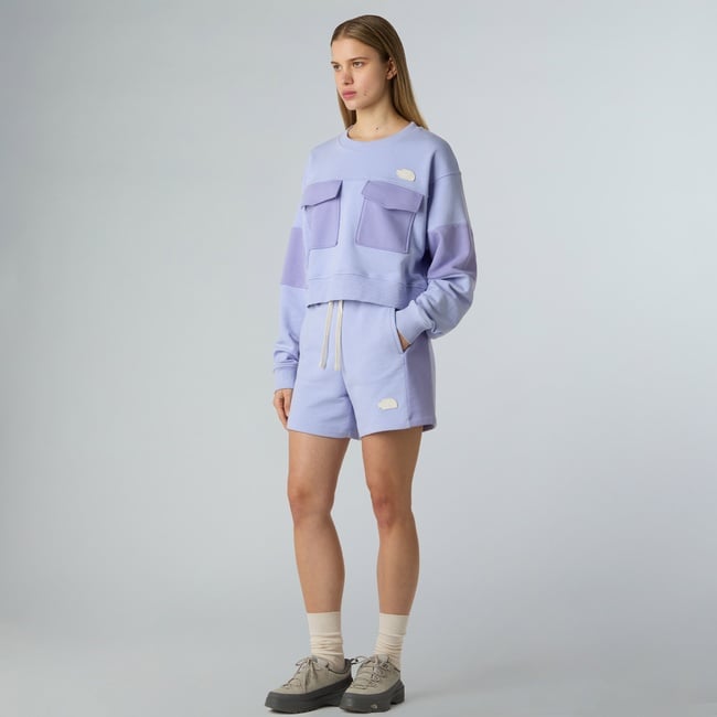 The North Face Terry  Oversızed Cropped Crew Kadın Mavi Sweatshirt