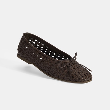  Kadın Kahve Fiyonk Detaylı Örgü Babet