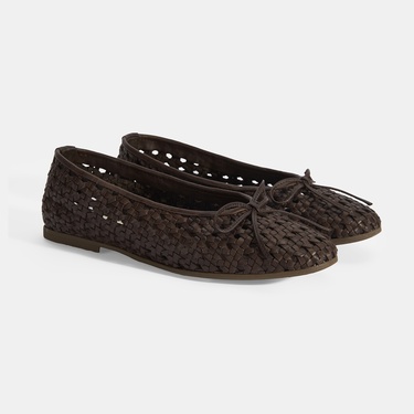  Kadın Kahve Fiyonk Detaylı Örgü Babet