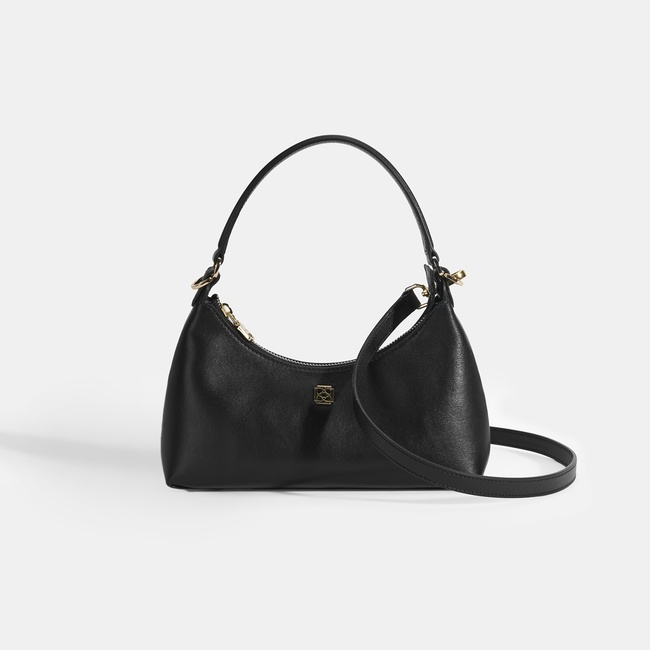  Kadın Siyah Omuz Askılı Mini Deri El Çantası