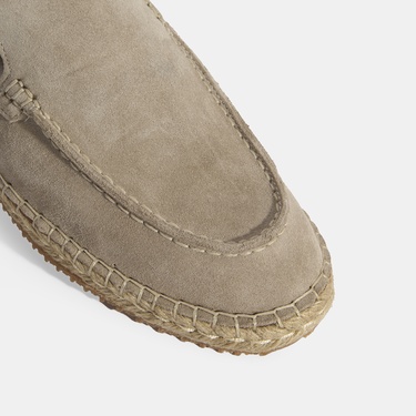  Erkek Bej Slip-On Süet Espadril