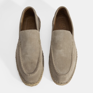  Erkek Bej Slip-On Süet Espadril