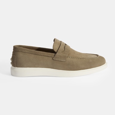  Erkek Bej Slip-On Süet Loafer