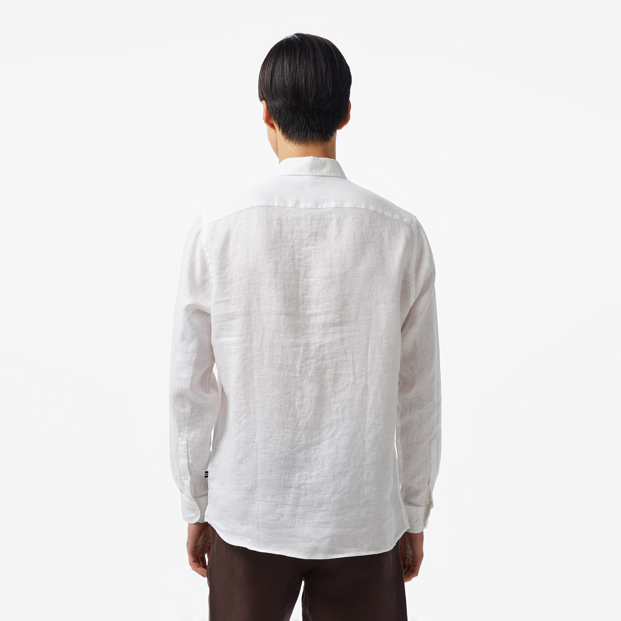 Nautica Erkek Beyaz Classic Fit Keten Gömlek