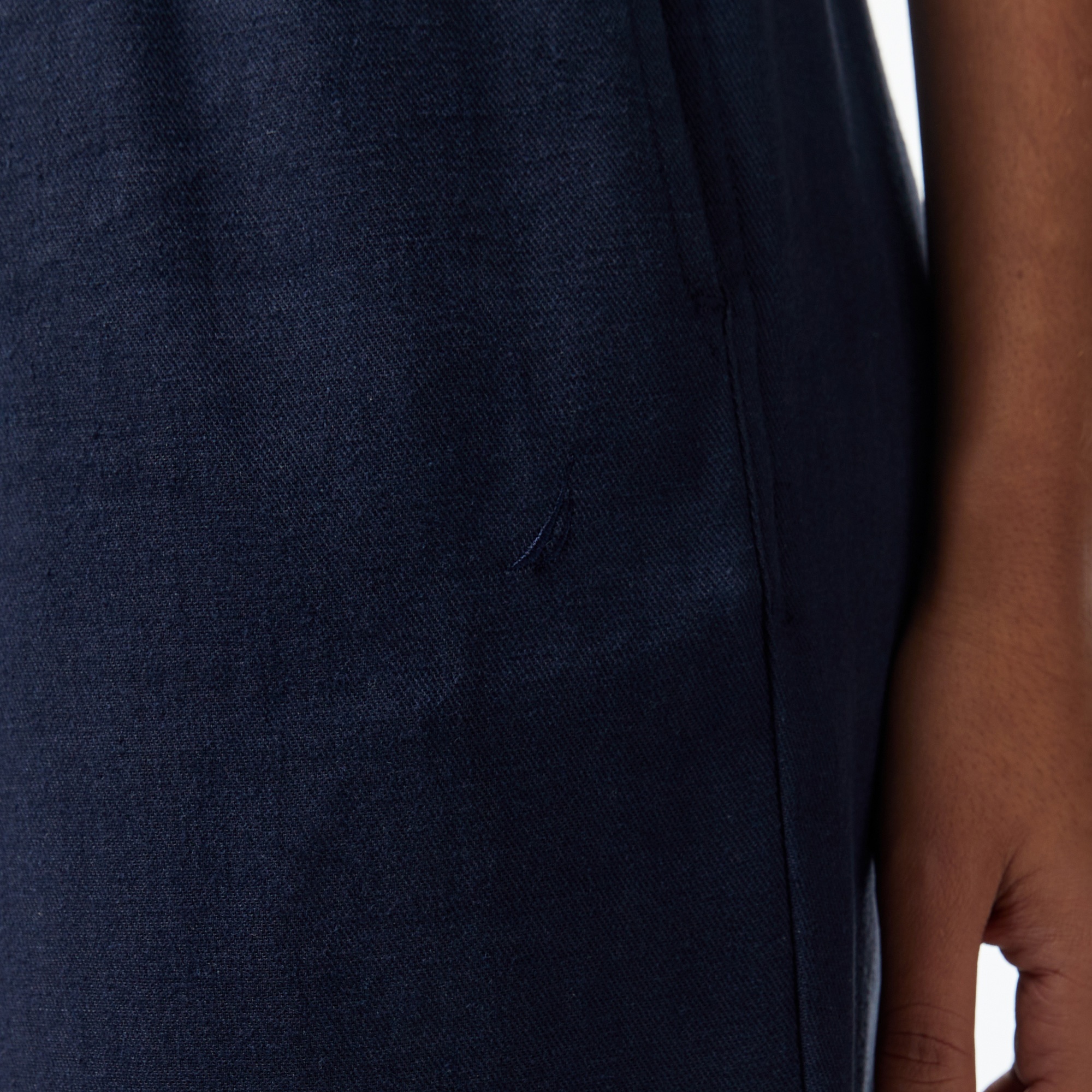 Nautica Kadın Lacivert Regular Fit Keten Karışımlı Pantolon