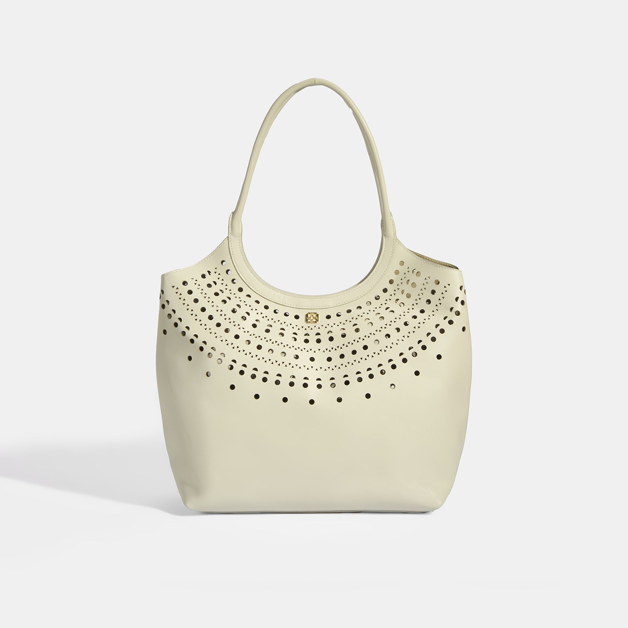 Kadın Beyaz Perforeli Deri Omuz Çantası