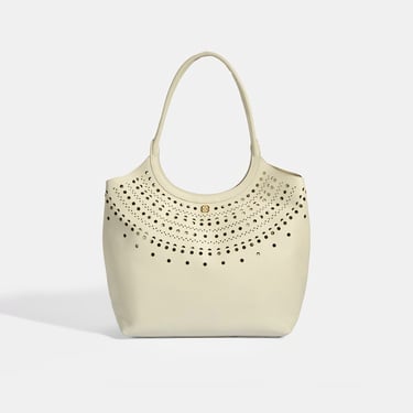  Kadın Beyaz Perforeli Deri Omuz Çantası