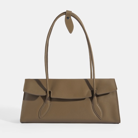  Kadın Kahve Yaprak Detaylı Deri Omuz Çantası