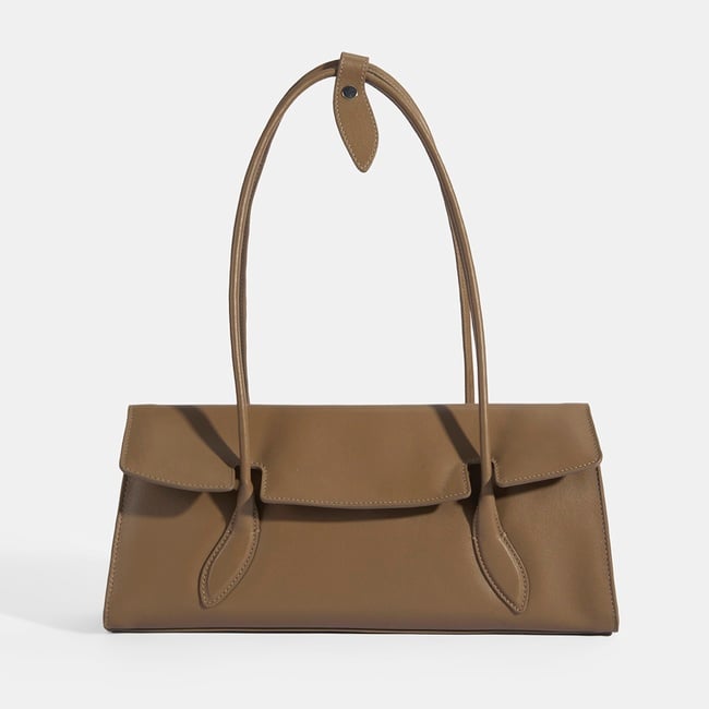  Kadın Kahve Yaprak Detaylı Deri Omuz Çantası