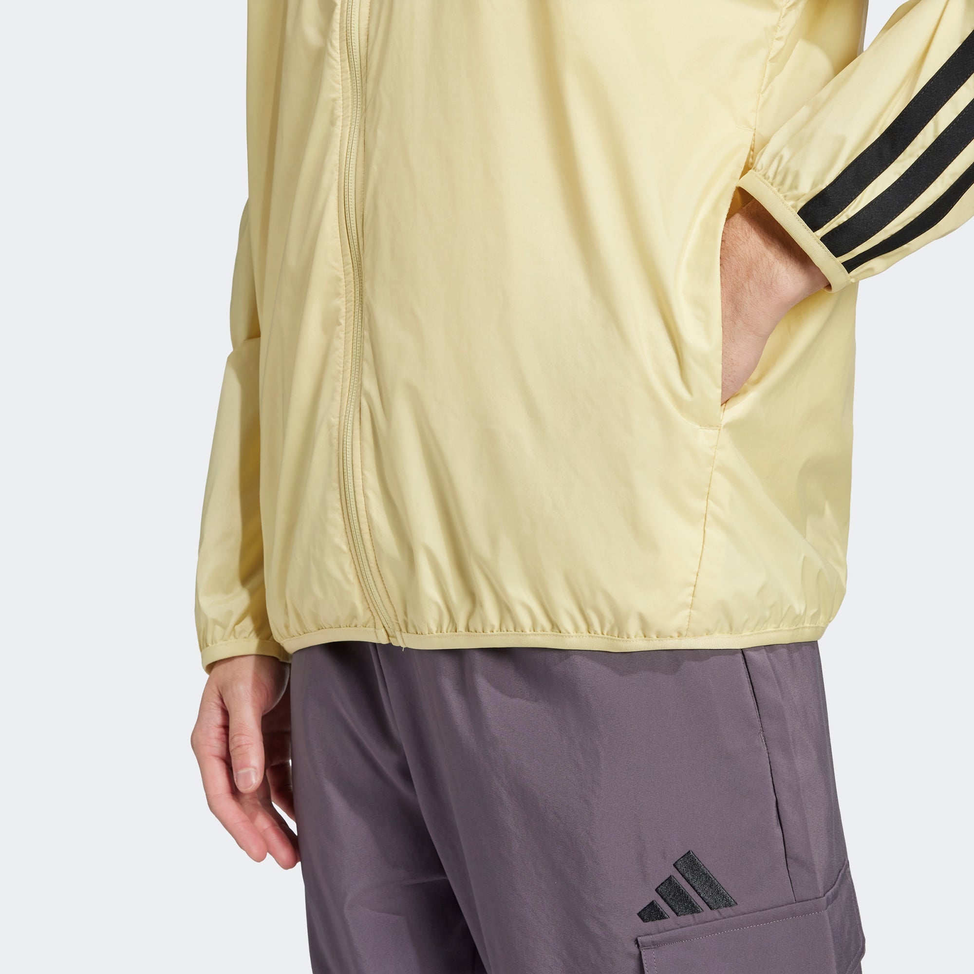 adidas Essentials 3 Stripes Windbreaker Erkek Sarı Ceket