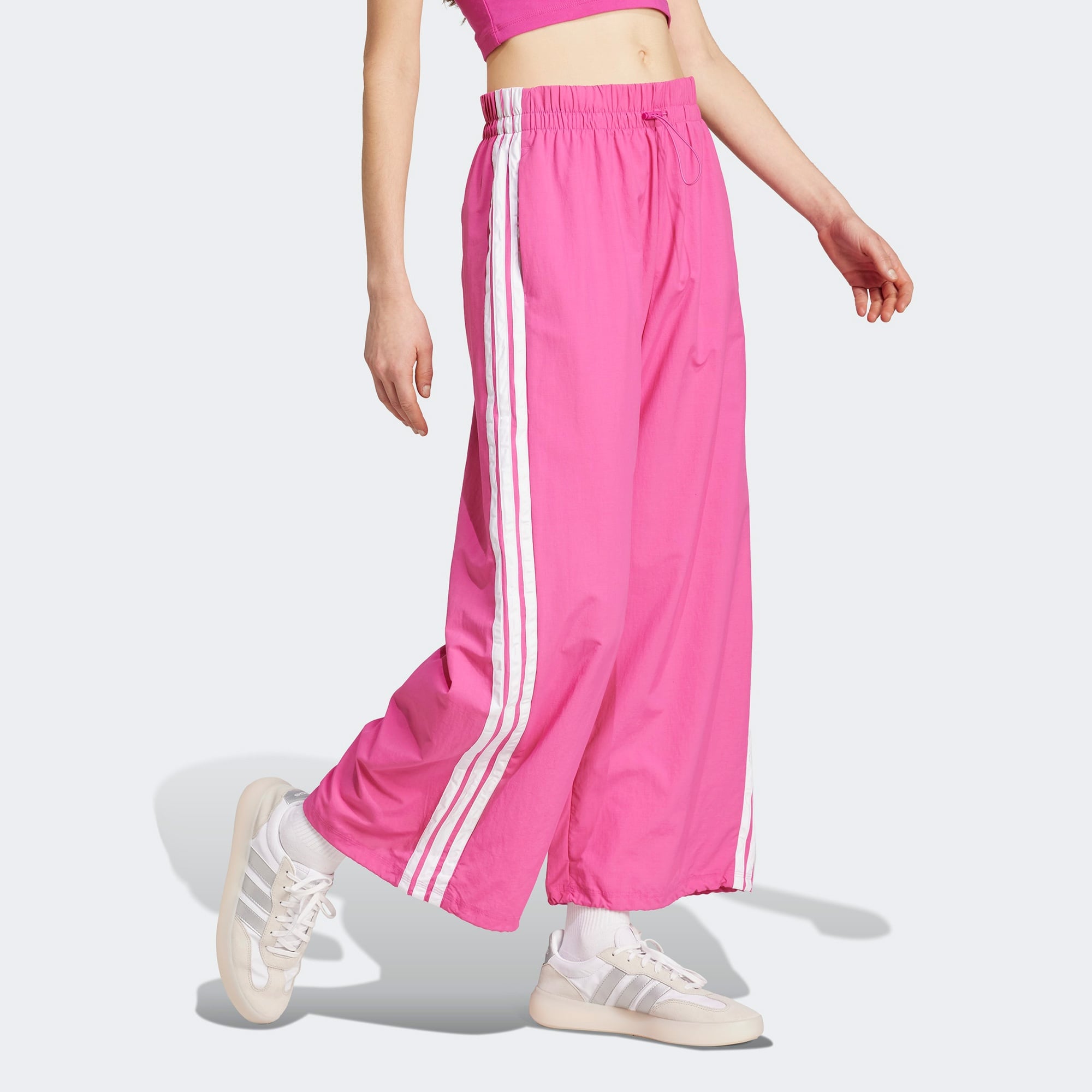 adidas Essentials 3 Stripes Lifestyle Woven Paraşüt Kadın Pembe Eşofman Altı
