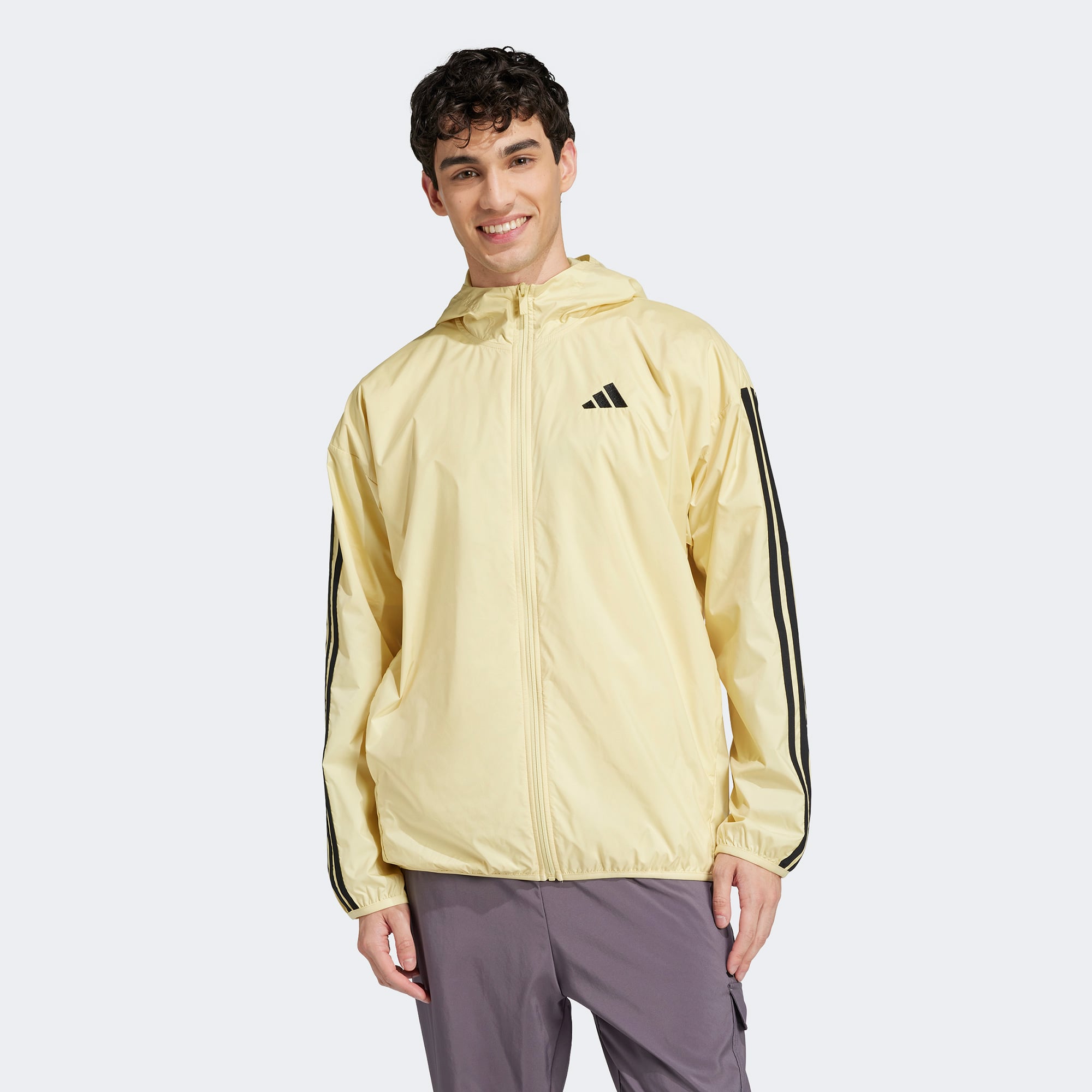  adidas Essentials 3 Stripes Windbreaker Erkek Sarı Ceket