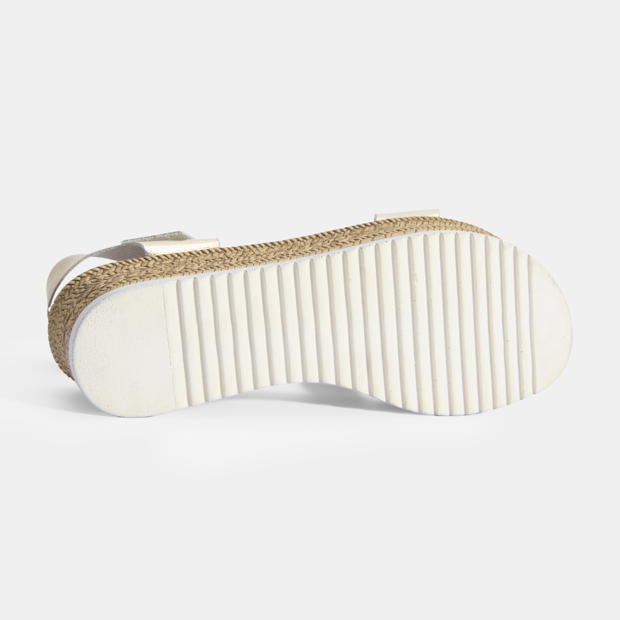 Kadın Gold Ayarlanabilir Tokalı Dolgu Topuklu Deri Sandalet