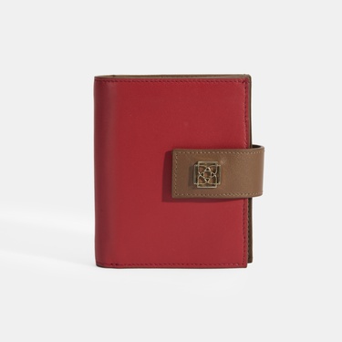  Kadın Kırmızı / Kahve Deri Cüzdan