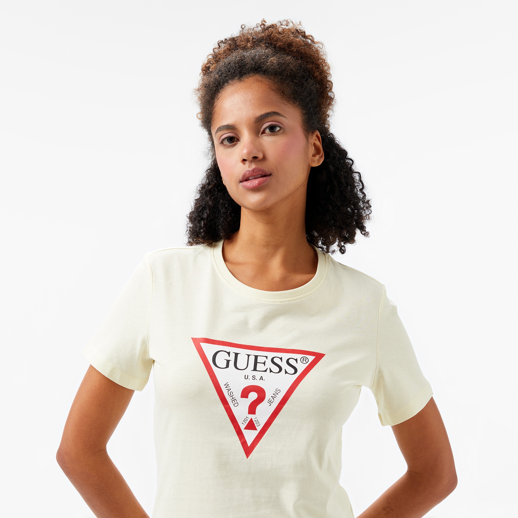 Guess Original Kadın Sarı T-Shirt
