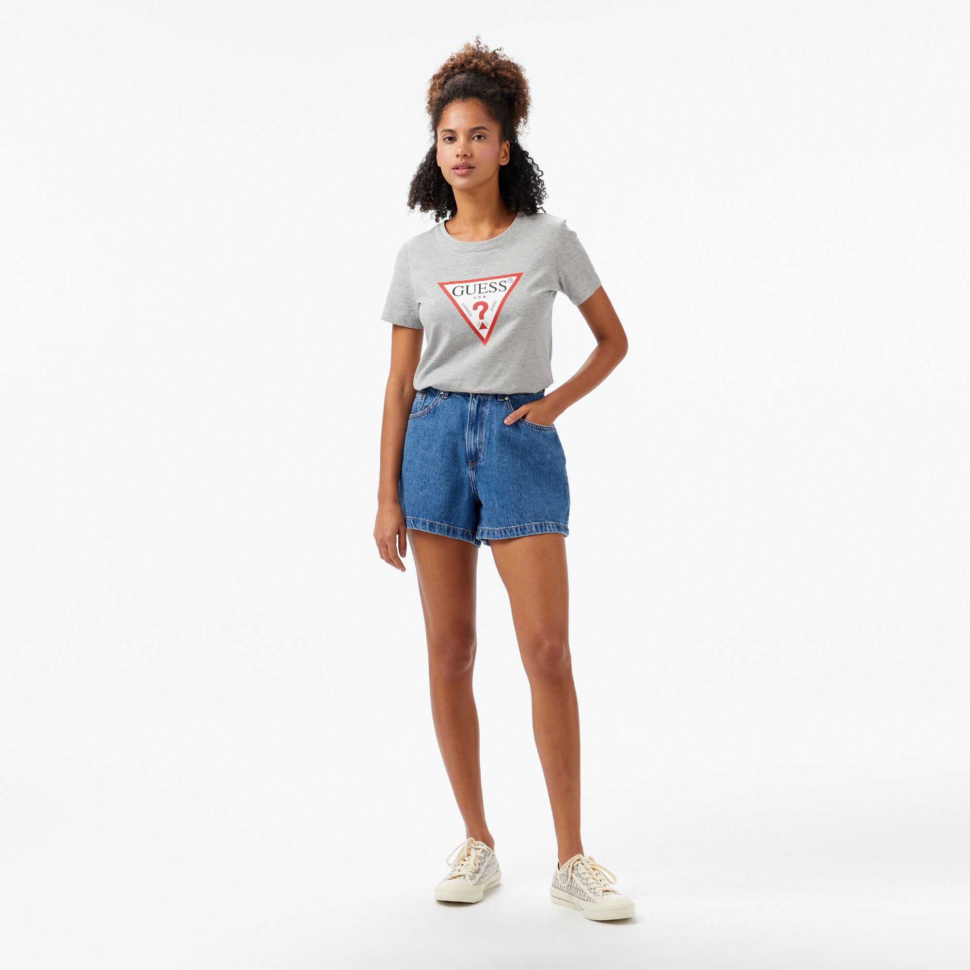 Guess Original Kadın Gri T-Shirt