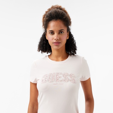  Guess Logo Kadın Pembe T-Shirt