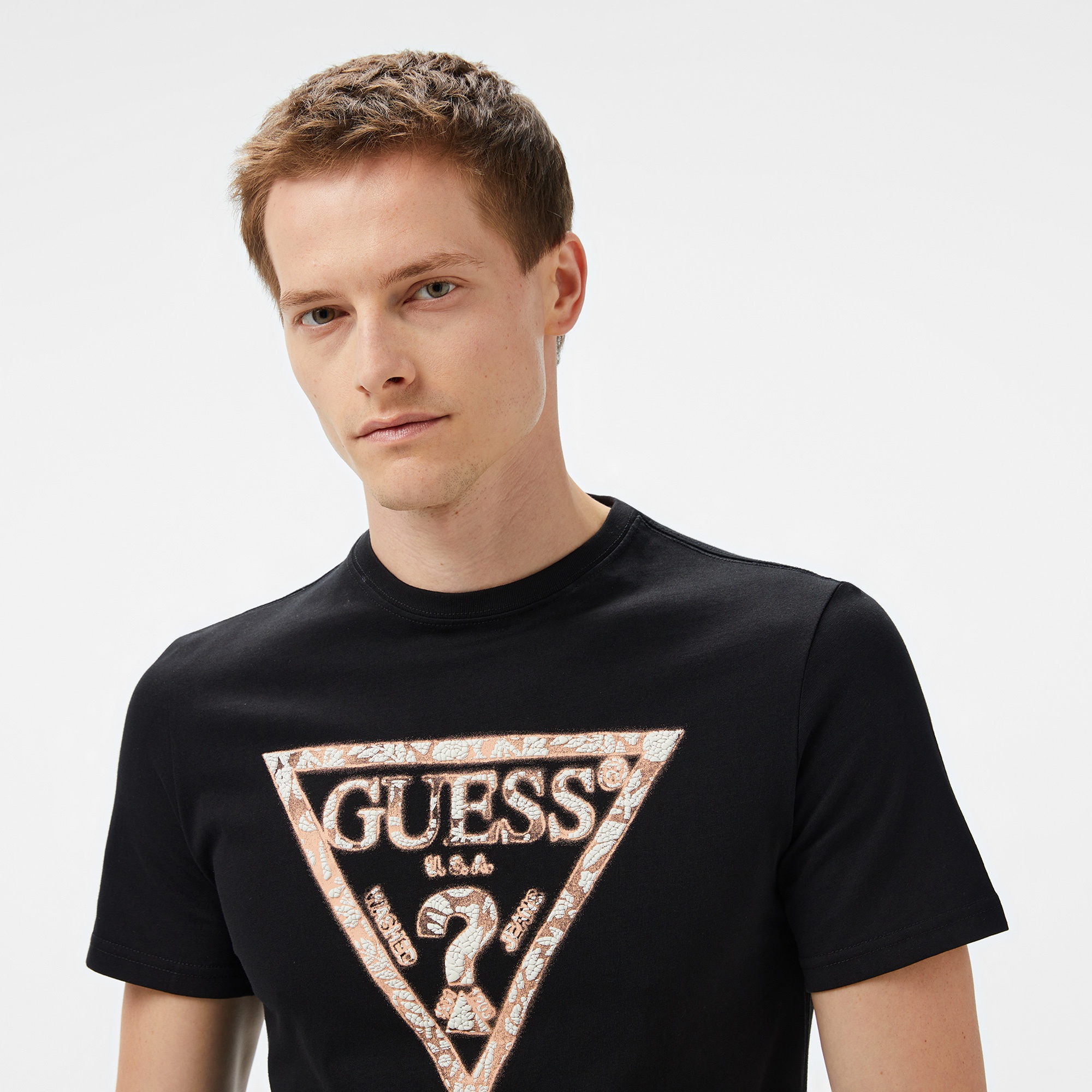 Guess Triangle Mid Organic Stream 180 Erkek Siyah T-Shirt